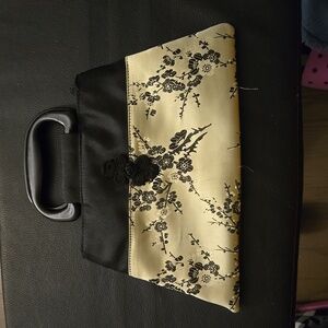 Purse, no name brand, black with gold